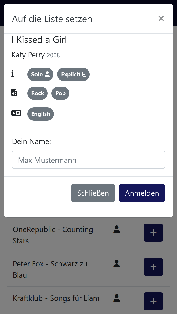 Ansicht der Metadaten eines Songs